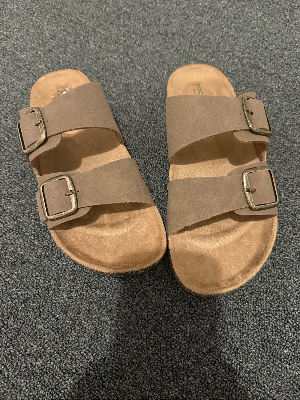 Dockers Brown Cork-Effect Double Buckle Slides